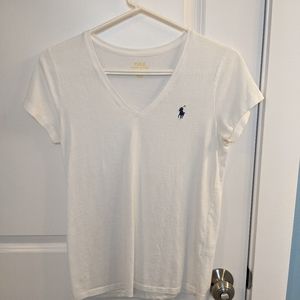 Polo Ralph Lauren, M, white shirt with navy logo